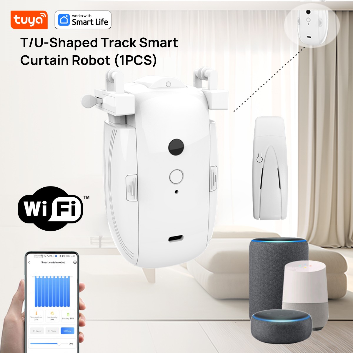 Smart Home Vimar - Tuya Akıllı WiFi Perde Robotu (Hub'lı