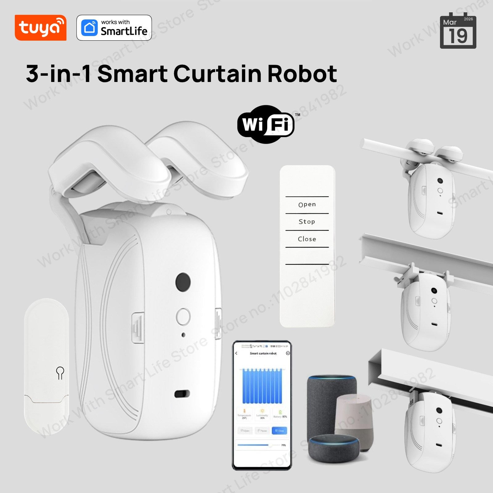 Smart Home Vimar - 1/2 ADET Tuya Akıllı WiFi Perde